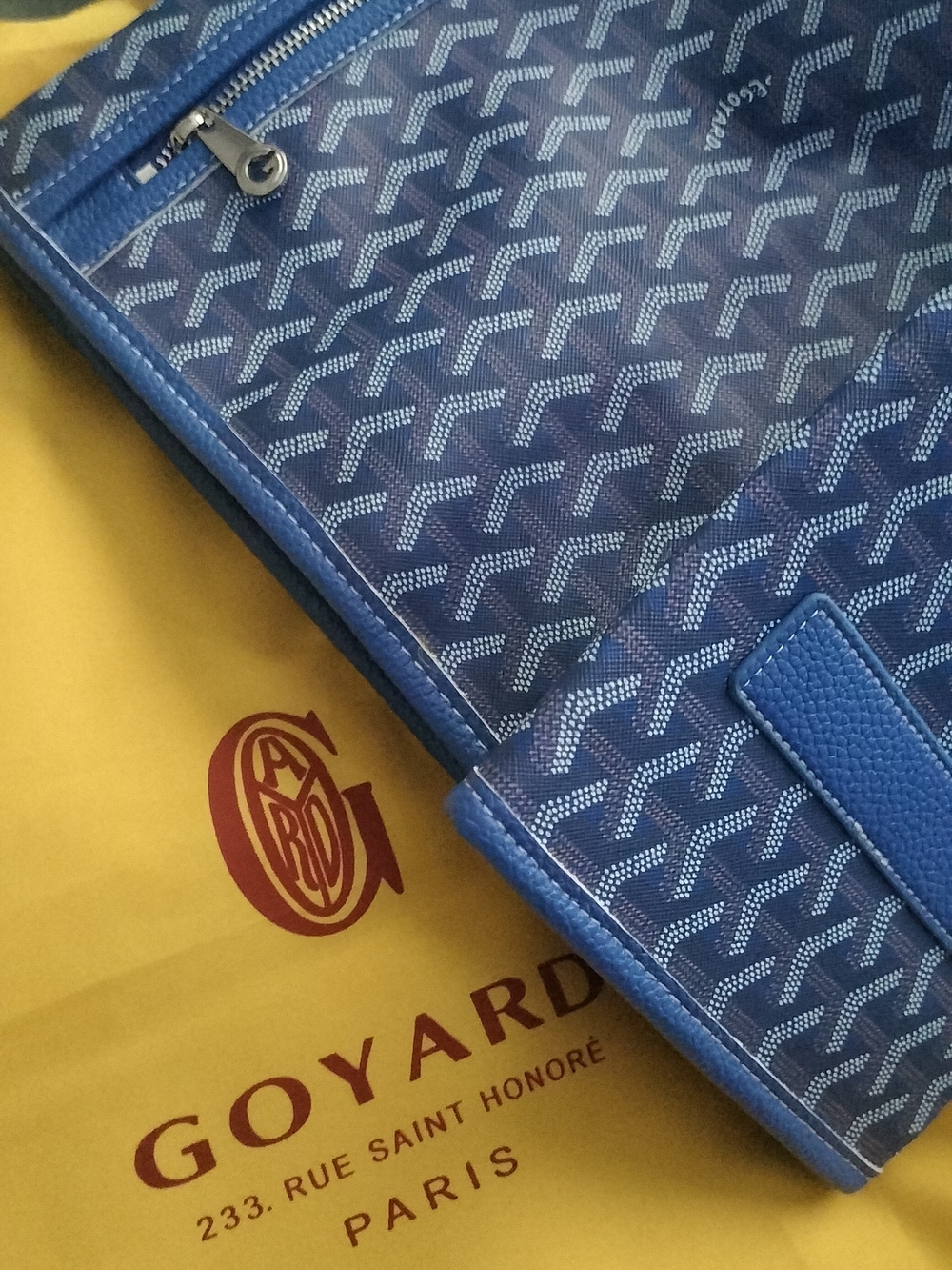 Goyard Royal Blue Chevron Tote with Light Blue Accents
